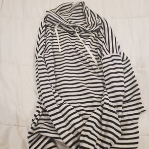 Loft Lounge Striped Black and White Sweater